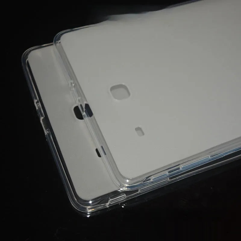 Transparent white ultra-thin silicone tablet protective case showing simple design