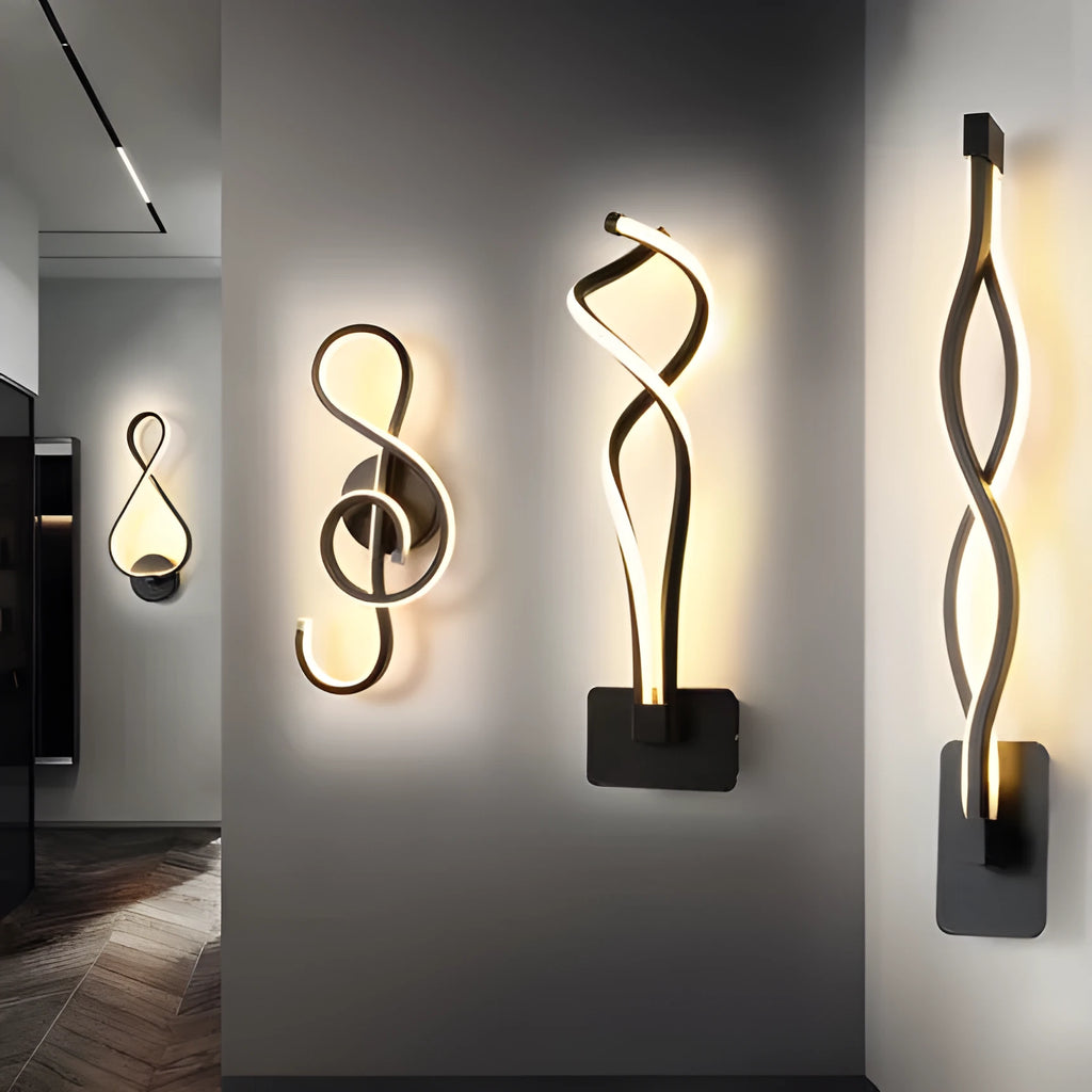 Nordic minimalist LED wall lamp with silicone shade in black finish mounted beside bed