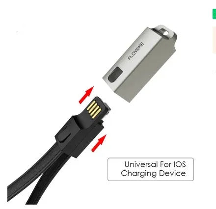 20cm leather USB C to Lightning charging cable with zinc alloy connector in black colour