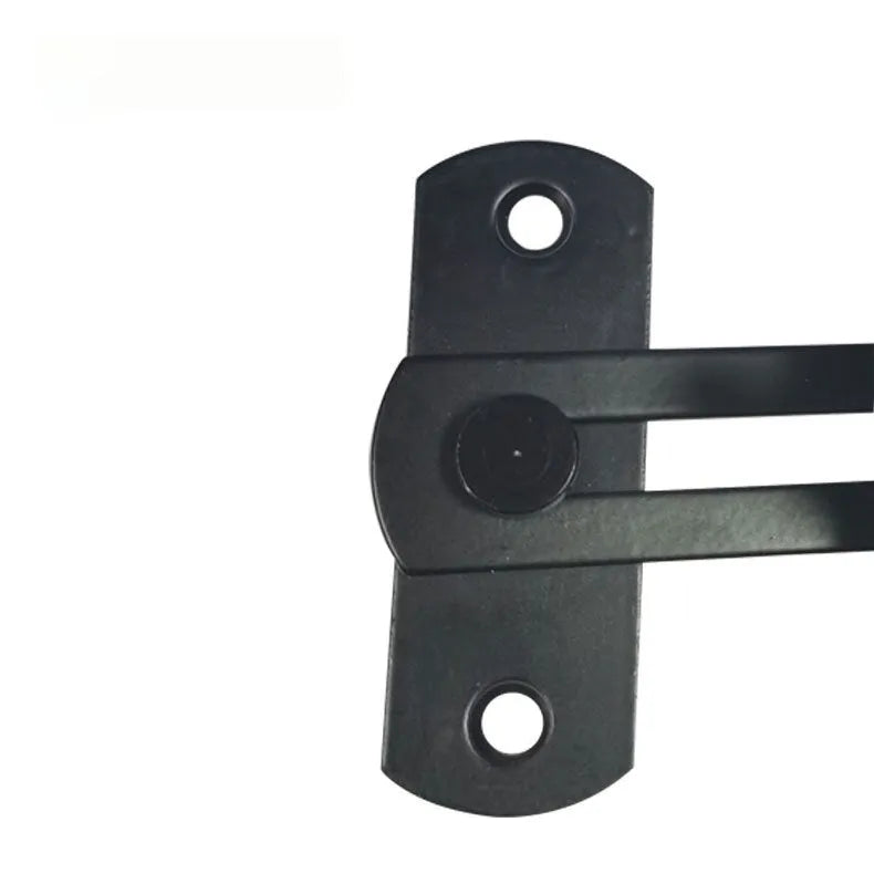 American-style black carbon steel sliding door lock with stainless steel shackle for barn doors.