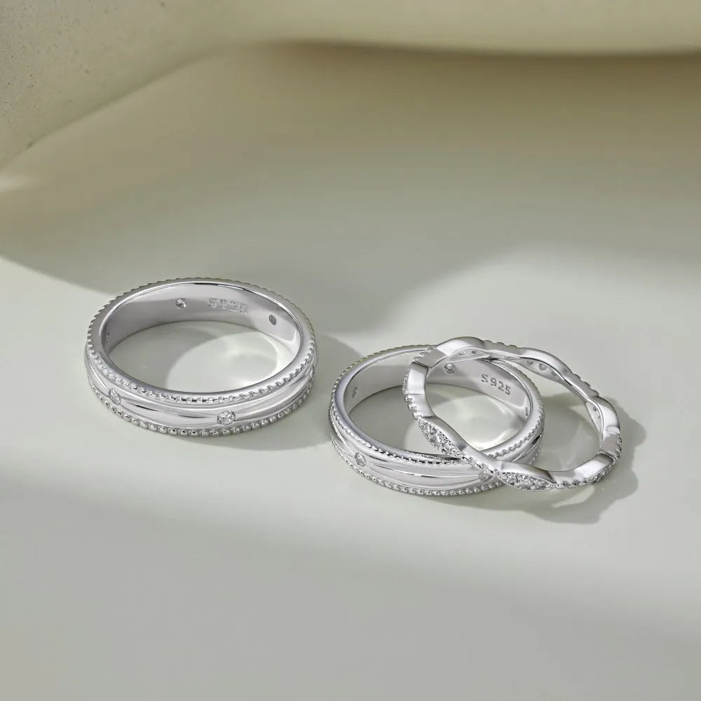 S925 sterling silver couple ring geometric design light luxury style unisex sizes No 5 to No 12