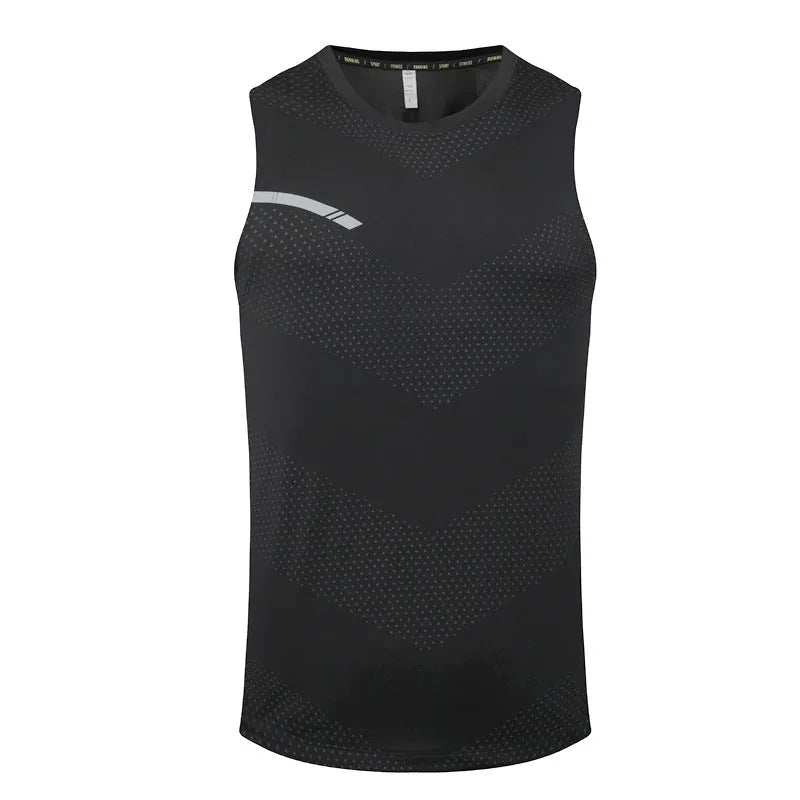 Men's solid colour quick-drying sports singlet in polyester fabric for summer athletic activities