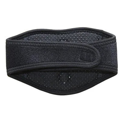 Black self-heating magnetic therapy neck guard with adjustable shoulder strap