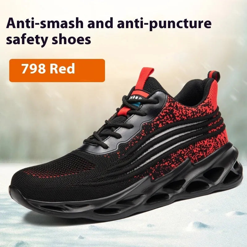 Brown labour protection shoes with anti-smashing toe and puncture-resistant rubber sole