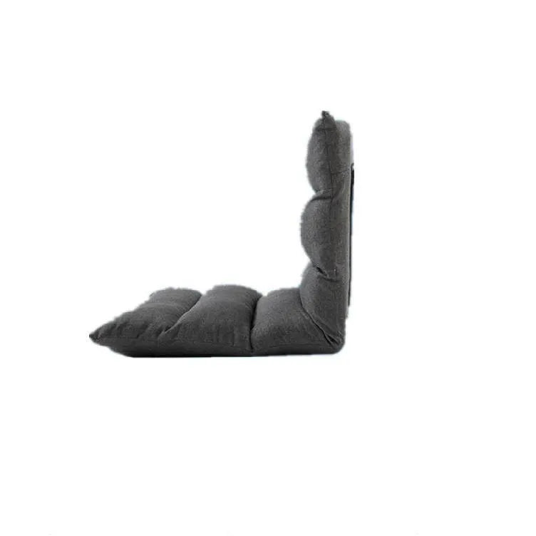 Adjustable floor lazy sofa in beige with 6-level backrest and high-elastic-sponge filling, shown in living room
