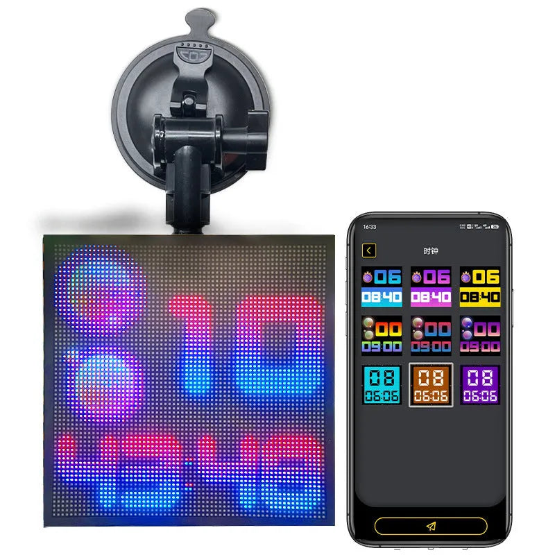 Bluetooth wireless LED car display screen with aluminium frame and 32x32 RGB lamp bead matrix