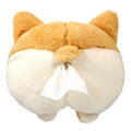 Soft yellow Corgi butt shaped tissue box cover with elastic strap for car sun visor