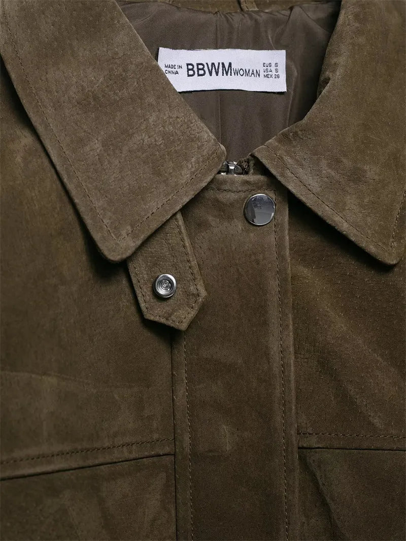 Women's PU casual jacket in regular fit, pictured colour, Japanese Korean style.