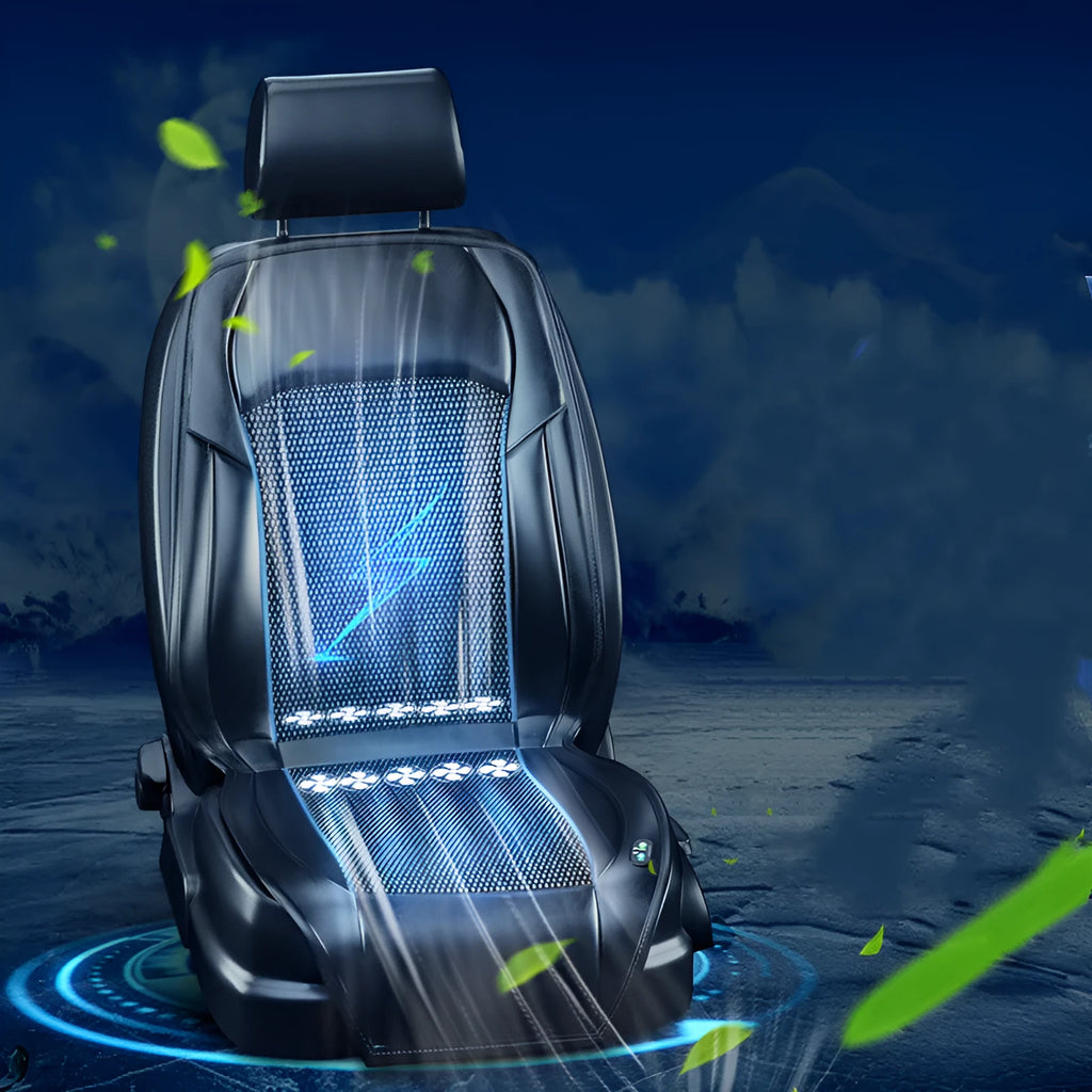 Car seat ventilation cushion with cooling fans and monolithic refrigeration design for summer driving