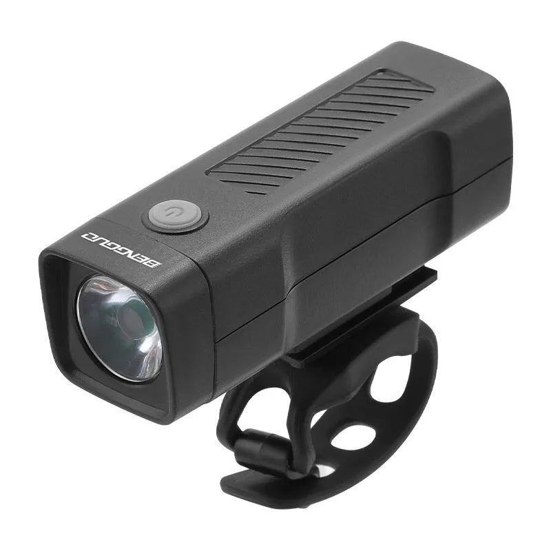 USB rechargeable bicycle headlight with quick-release strap bracket for handlebar mounting