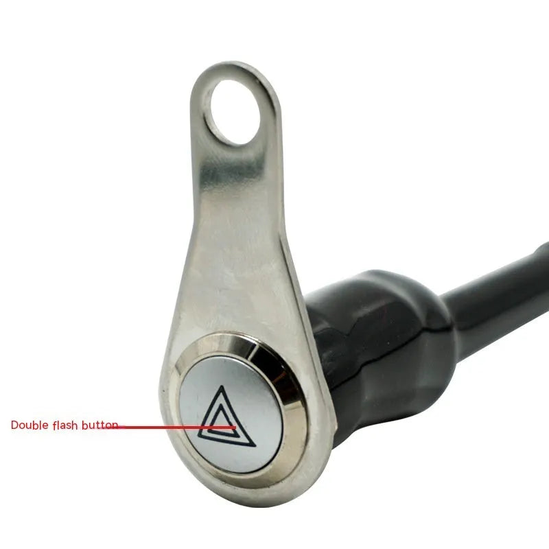 Black stainless steel motorcycle switch with double flash button and light ring, 7mm mounting hole