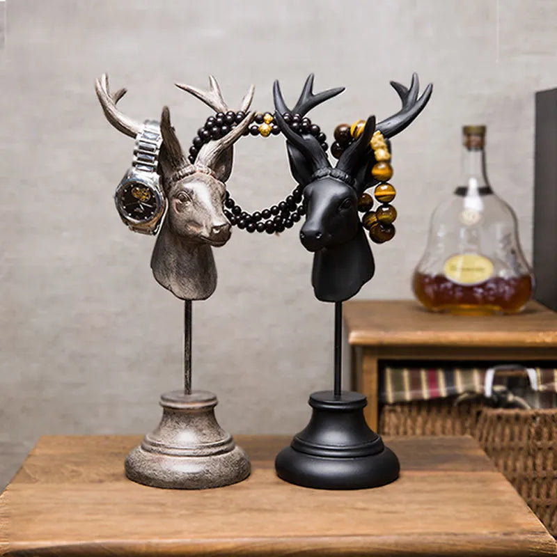 Matte finish natural resin animal decoration statue in black, white, or wood colour tones