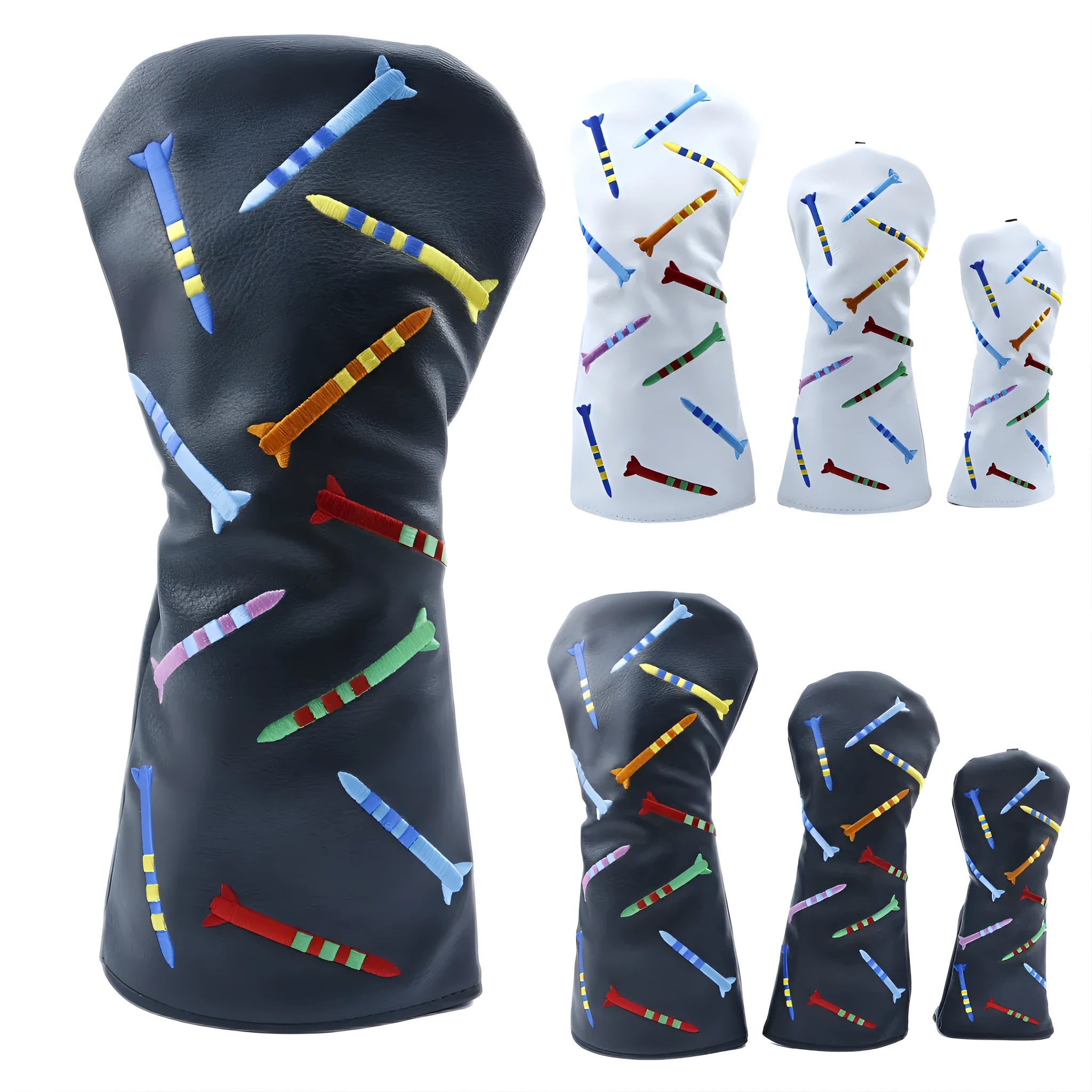 Black and white golf club wooden pole sets in three size specifications