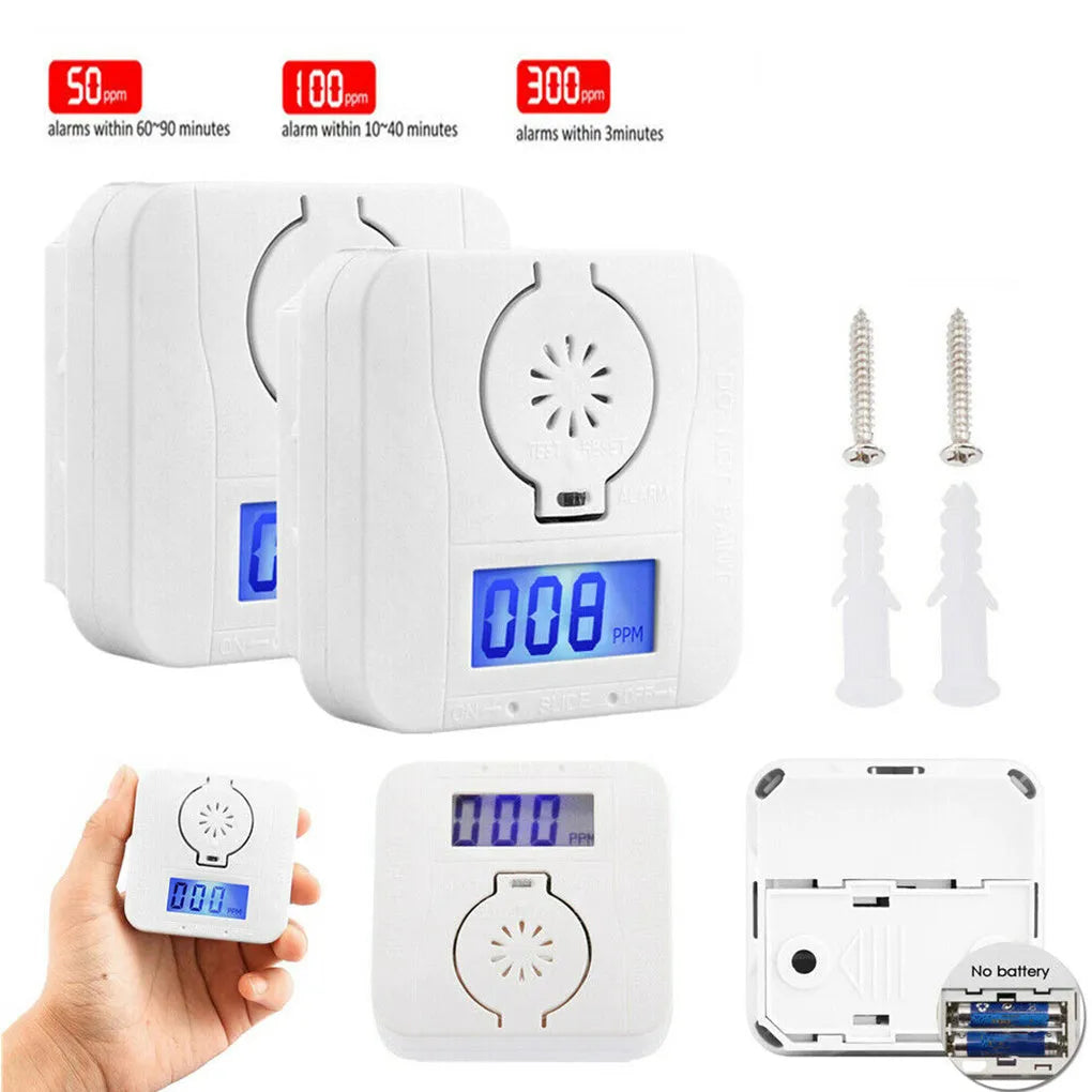 White wireless wall-mounted carbon monoxide alarm for coal stove and soot detection