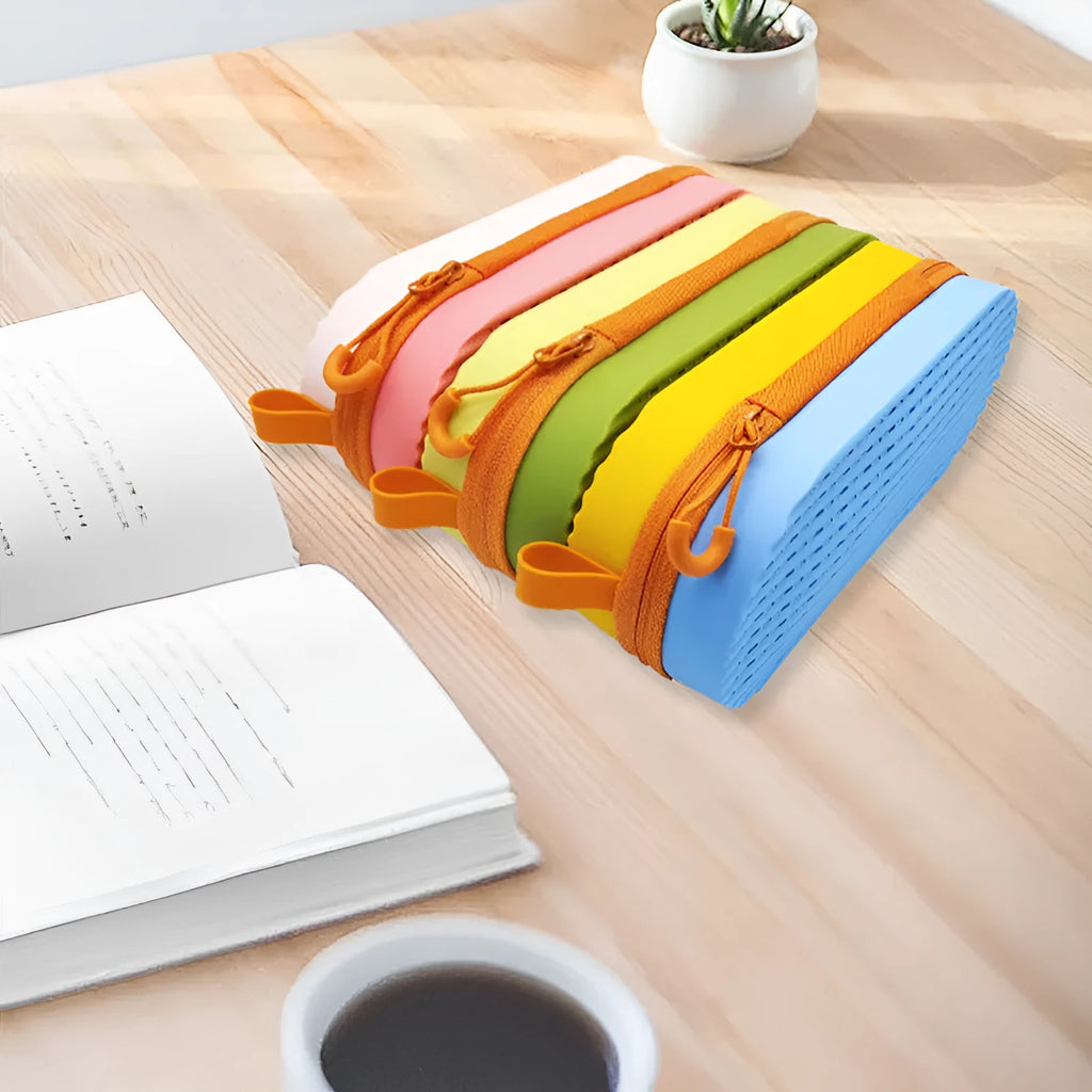 Silicone glasses case with long handle in multiple colour options showing 200x80x50mm dimensions