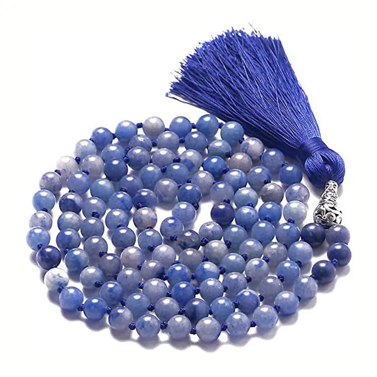 Long geometric agate tassel necklace with multi-coloured stone beads including lapis lazuli and amethyst on a 95cm chain.