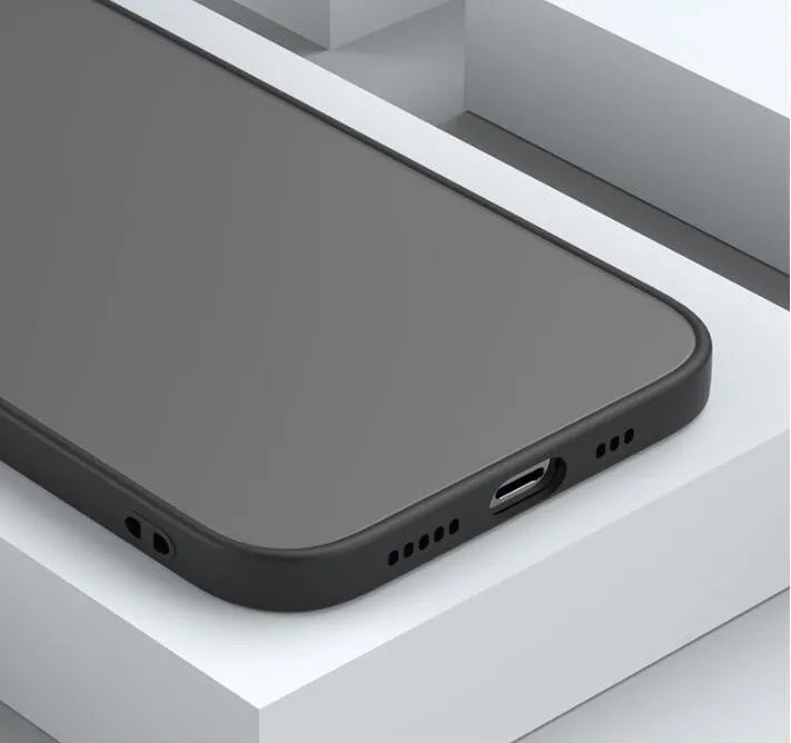 Frosted hard plastic iPhone case in solid colour with fine hole design for anti-fall protection.