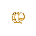 Stainless steel open adjustable geometric ring J1064 with electroplated golden finish and hollow linear design