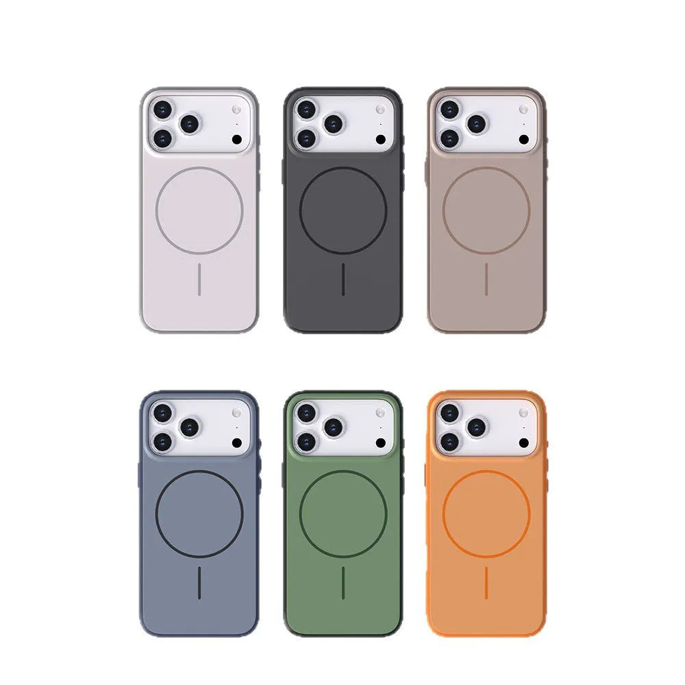 Matte silicone magnetic phone case for iPhone 17 in black with shockproof and anti-fingerprint protection