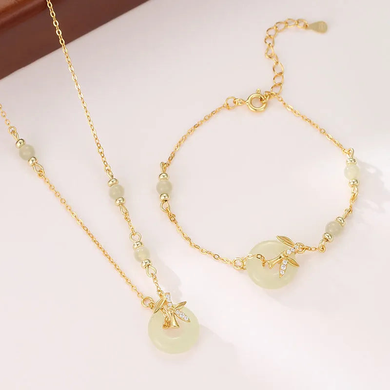 Women's Hetian jade bracelet with safety buckle clasp in antique silver finish