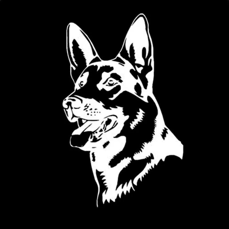 Reflective Alsace Shepherd dog bumper sticker measuring 13cm by 8cm in multiple colour options