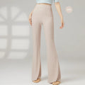 Women's solid-colour polyester dance practice leggings in beige, grey, khaki, purple and black