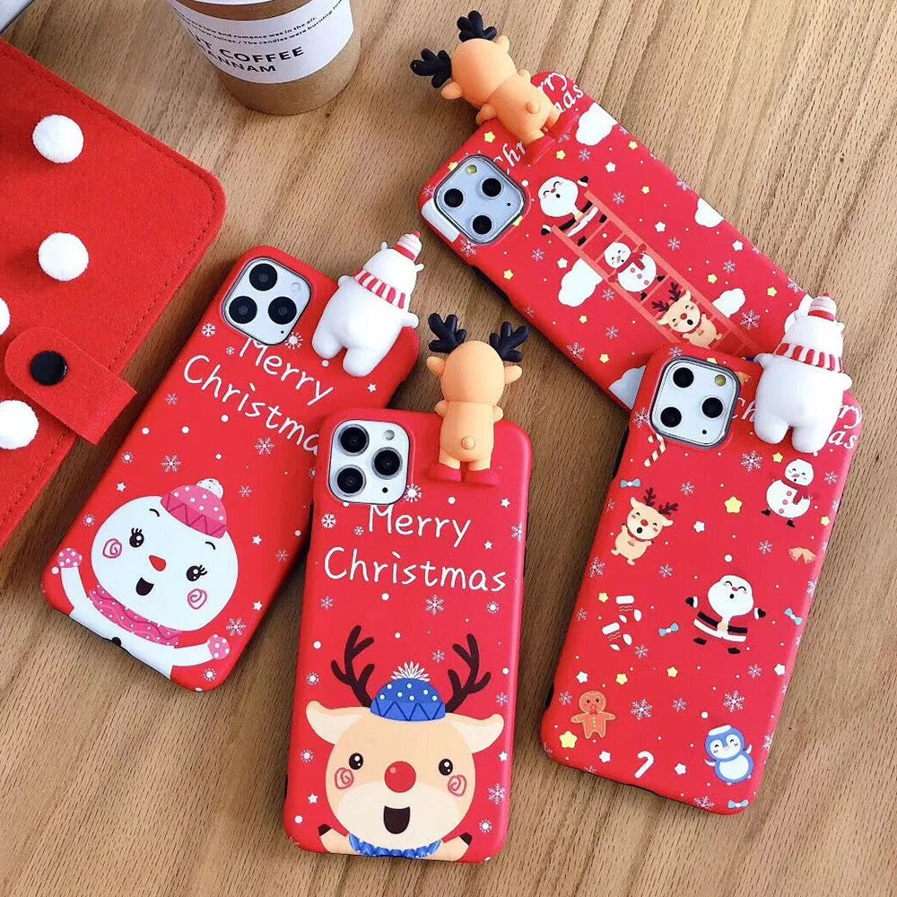 Red and green Christmas design silicone back cover case on an iPhone.