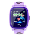 Blue children's waterproof smart watch with GPS tracking and touch screen display on silicone wristband