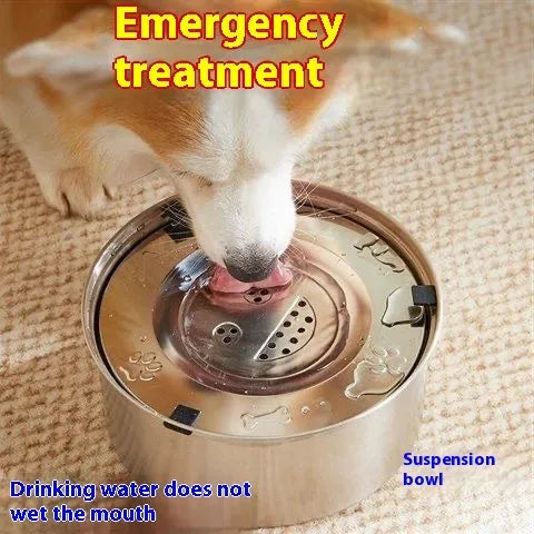 Silver stainless steel large capacity pet drinking water bowl for dogs and cats