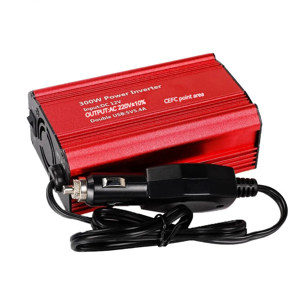 Modified wave car inverter 300W aluminium alloy shell with dual USB ports and indicator light, FM300X series