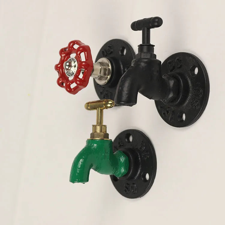 Water pipe style metal wall hanging hook for towels, shown in a choice of colours.
