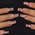 French love red cherry blossom and diamond nail armour patches set with glue, JP1601 style.