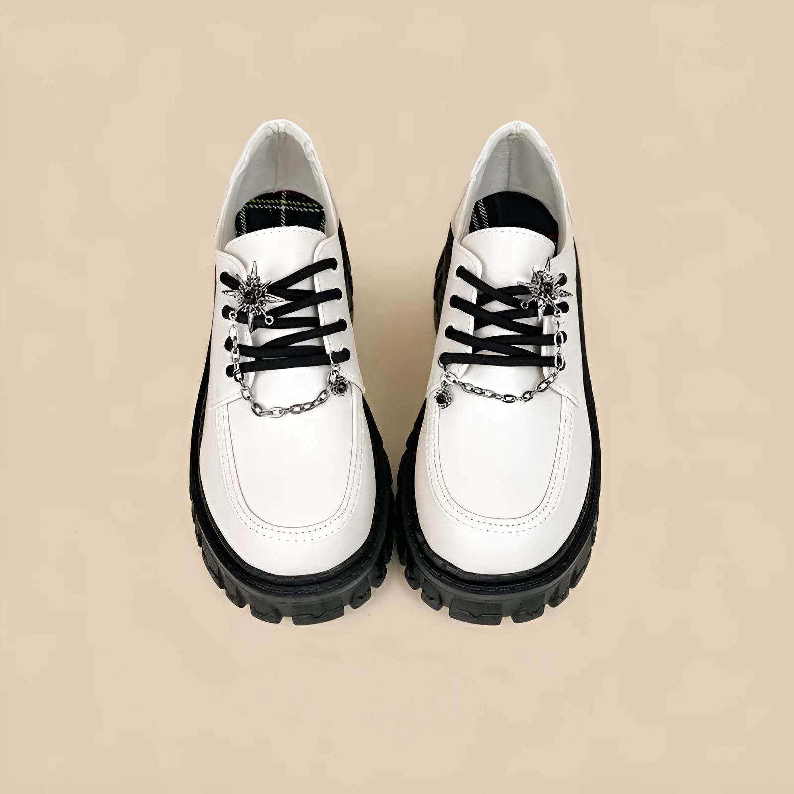 Women's preppy JK style loafers with round toe and cross-strap design in Duke asterism colour
