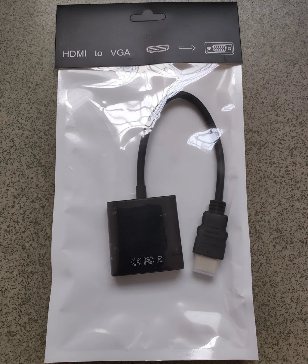 HDMI to VGA converter adapter with 0.3 metre cable in black or white colour