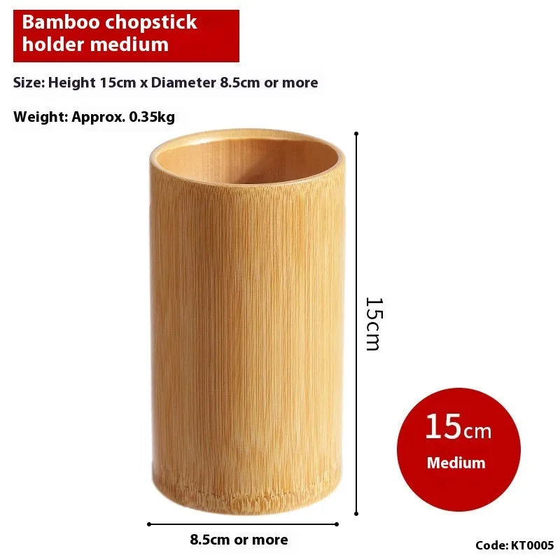 Bamboo chopsticks holder portable utensil organiser in natural bamboo with multiple size options