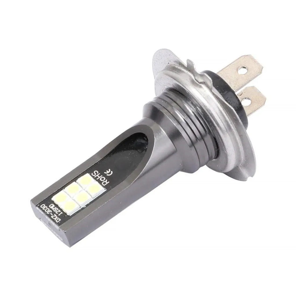 H7 110W 12SMD LED car fog light bulb with aluminium housing and white light.