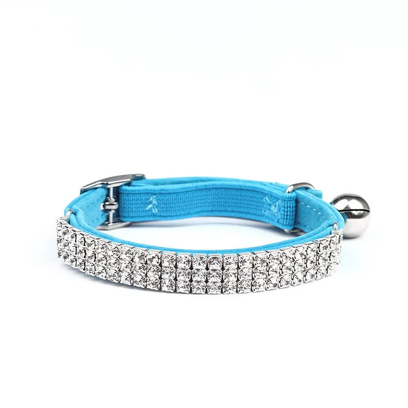 Velvet cat collar with rhinestone detailing in five colour options