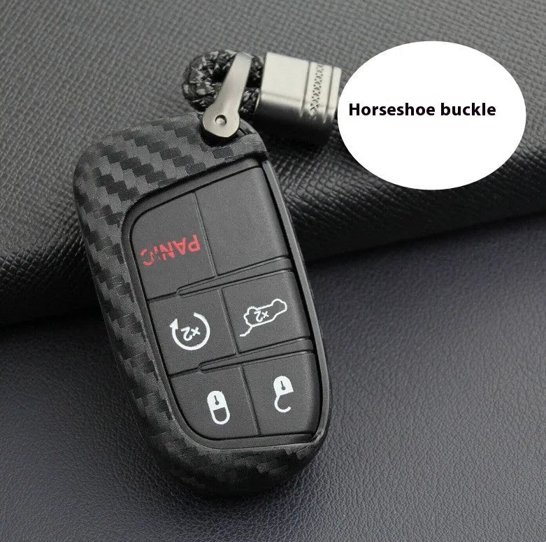 Carbon fibre pattern silicone key case for Dodge Chrysler Fiat remote key fob protection