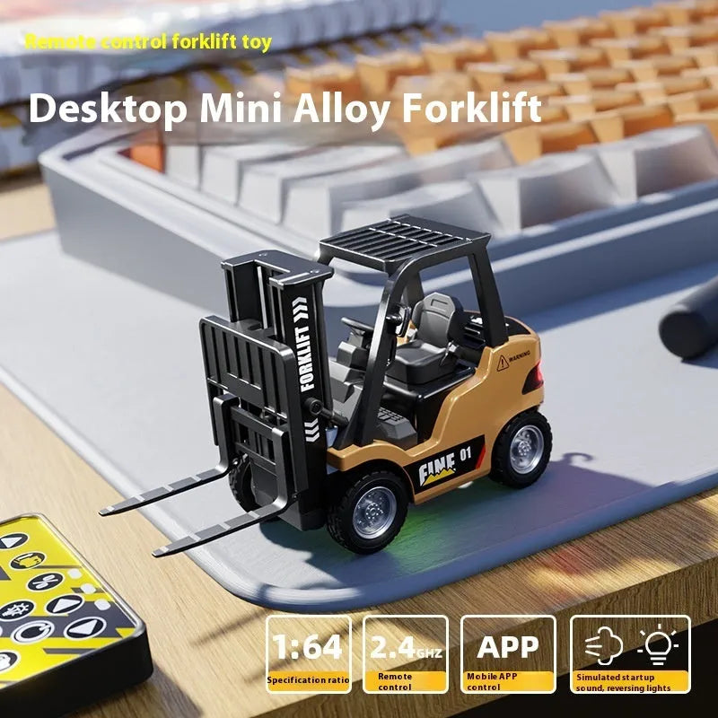 1:64 scale alloy remote control forklift truck model with Bluetooth mobile control and accessory set