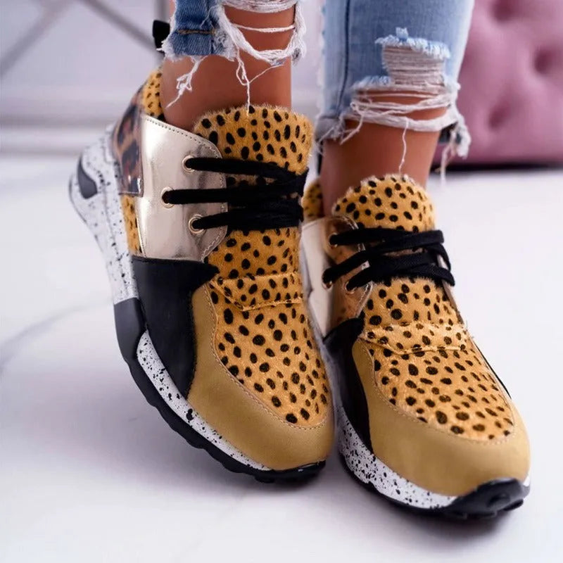 Women's casual sneakers with suede upper and wedge heel in various colour options