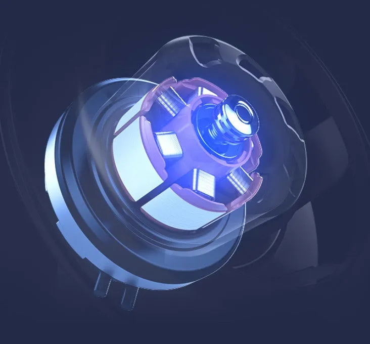 Blue USB charging foldable table fan with LED light showing wall mounting option and 300° tilt adjustment