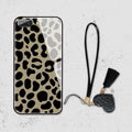Leopard glass phone case back cover with striped luxury design for iPhone 11 Pro Max