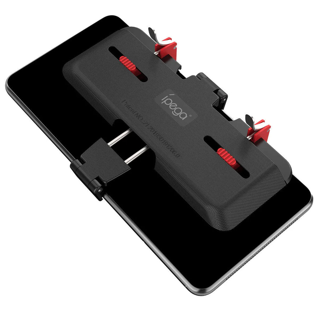 Black mobile phone gaming controller with adjustable trigger and telescopic clip for 67-87mm wide devices