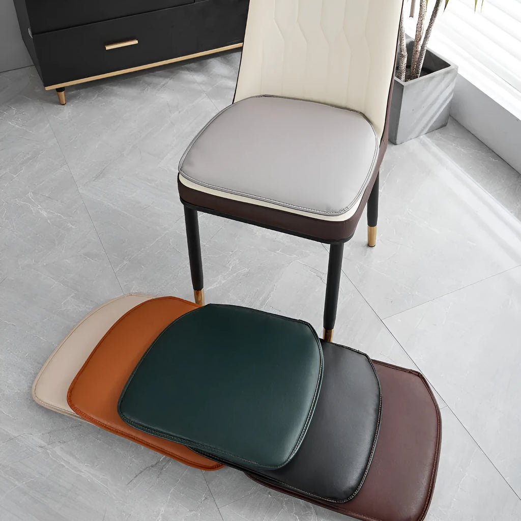 Leather horseshoe-shaped seat cushion shown in beige colour with non-slip base