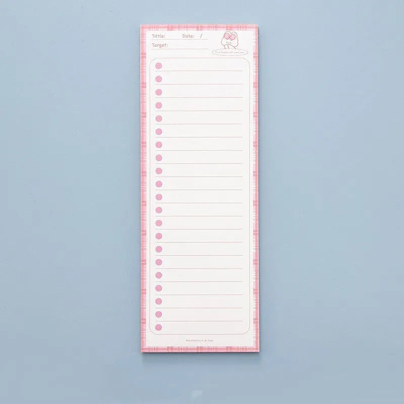 Colourful cartoon student notepad in plastic case with sticky notes, showing bear and striped design options