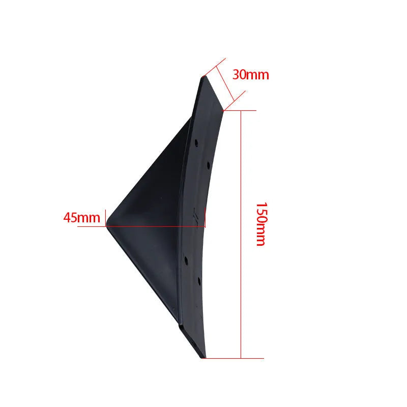Black triangular rear spoiler chassis with carbon fibre pattern measuring 15cm for universal vehicle installation