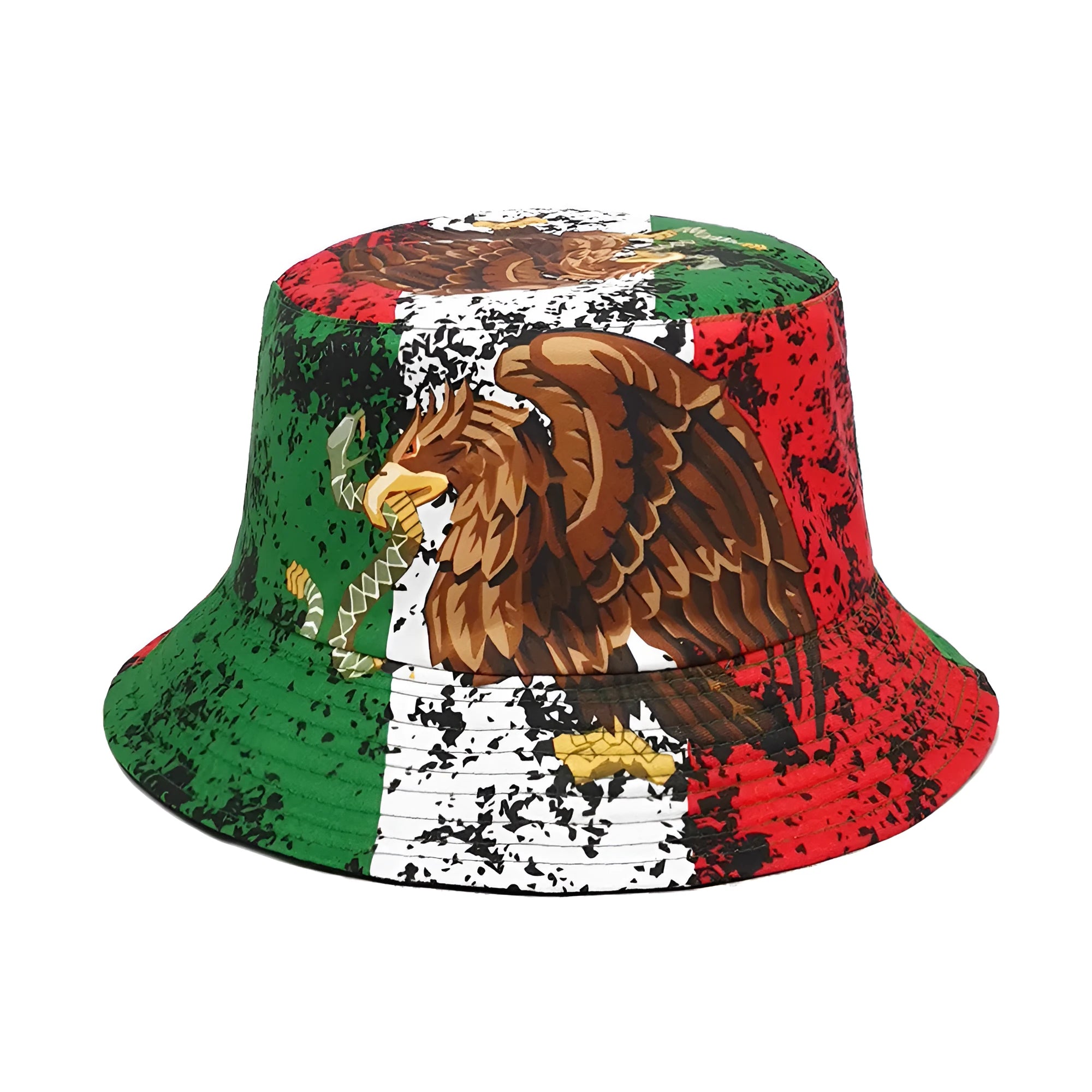 Retro eagle pattern bucket hat in polyester with dome crown design
