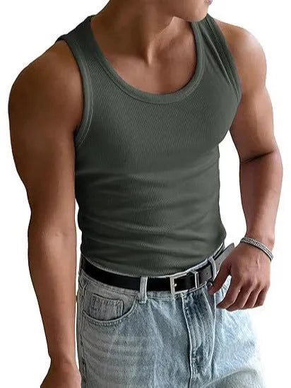 Men's tight fitting round neck sports T-shirt in polyester with wool lining for workouts