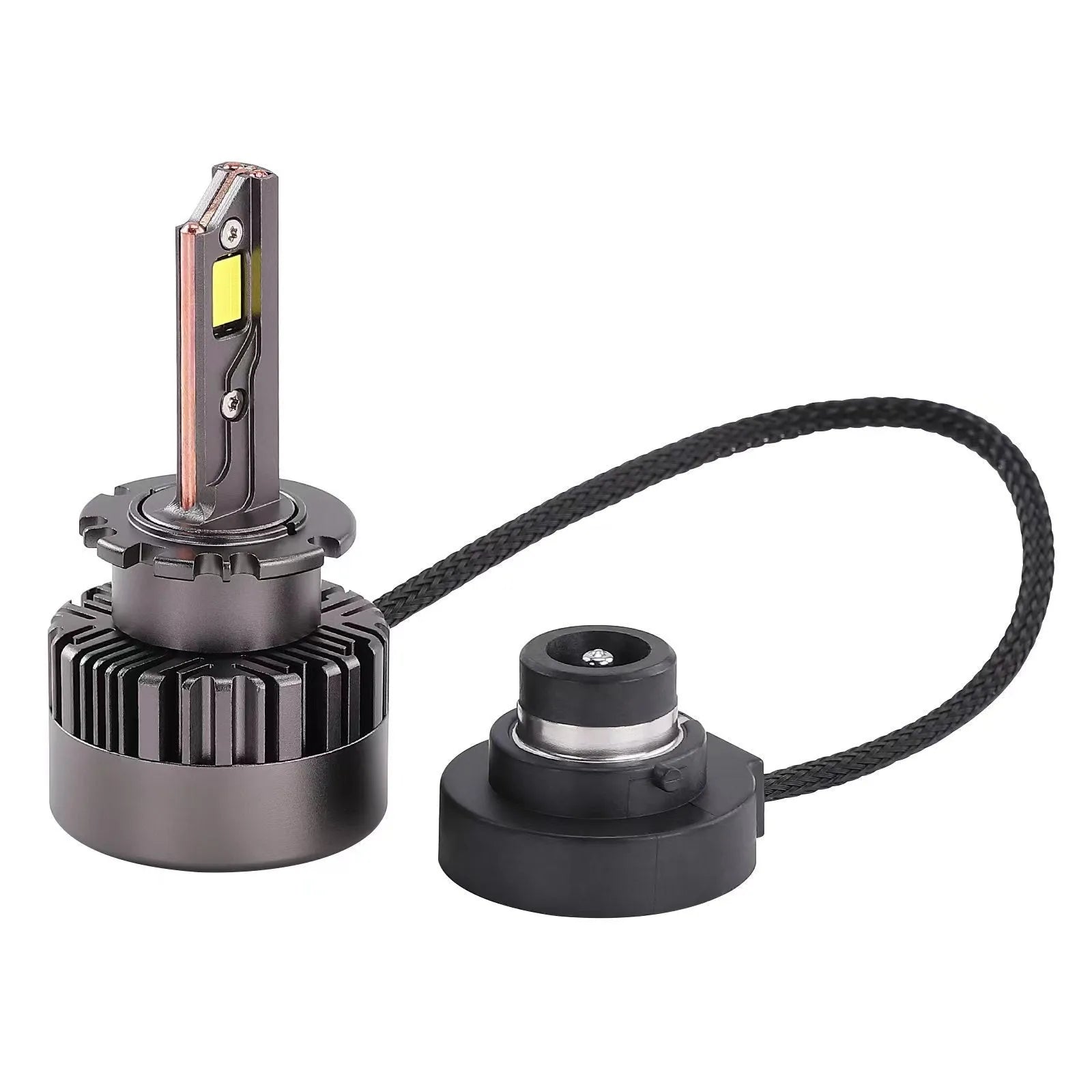 D Series LED car headlight bulb with double-sided beads and copper tubes for 12V vehicles