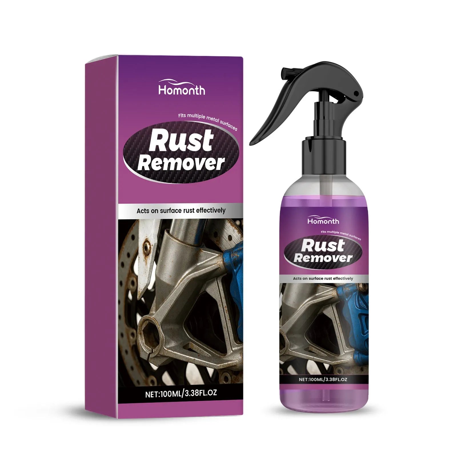 Rust remover 100ml bottle with acid-based formula for cleaning metal surfaces